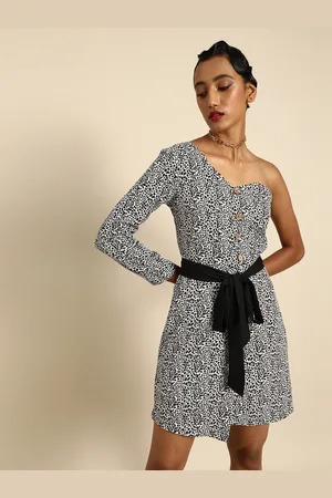 DODO & MOA Black Animal One Shoulder Bodycon Dress