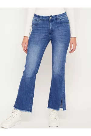 MADAME Women Blue Bootcut Heavy Fade Jeans