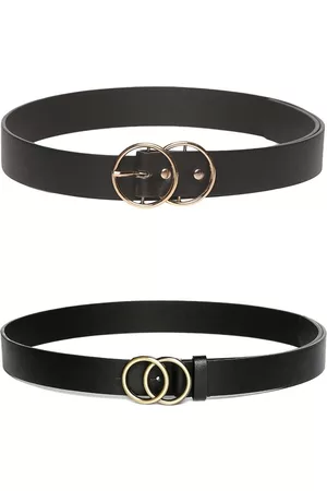 CRUSSET Women Black Pack Of 2 Belt