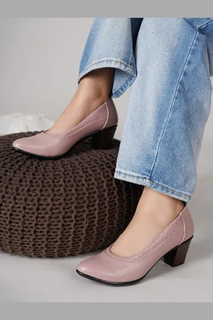 DressBerry Nude-Coloured Block Pumps Heels
