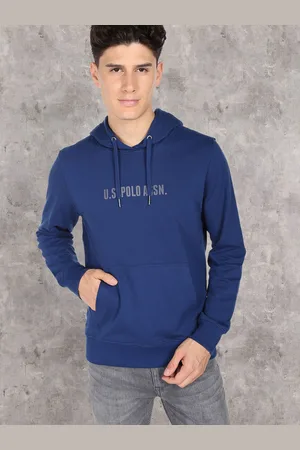 Ralph Lauren Men Blue Hooded Pure Cotton Sweatshirt