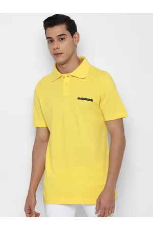 Forever 21 Men Yellow Polo Collar Pure Cotton T-shirt