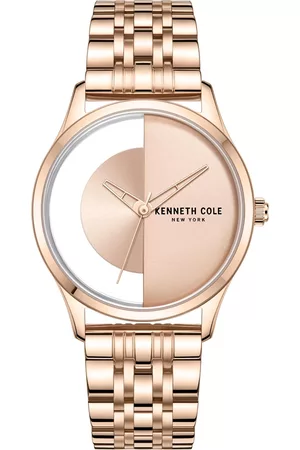 Kenneth Cole Men Rose Gold-Toned Dial & Rose Gold Toned Stainless Steel Bracelet Style Straps Analogue Watch