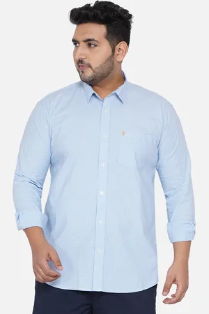John Pride Men Blue Polka Dot Print Opaque Plus Size Casual Shirt