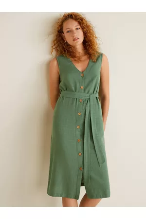 MANGO Women Dresses - Women Green Checked Shift Dress