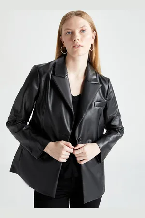 DeFacto Women Black Faux Leather Jacket