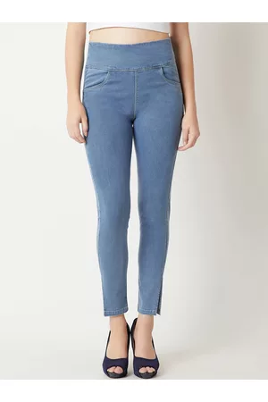 Miss Chase Blue Skinny Fit Denim-Look Jeggings
