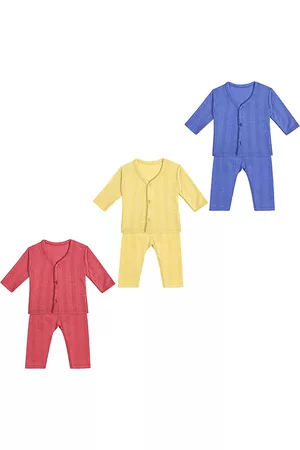 Superminis Infant Kids Pack Of 3 Striped Pure Cotton Thermal Set
