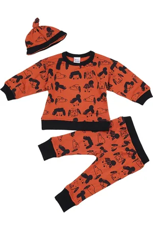 Creative Girls Brown & Black Printed T-shirt with Pyjamas