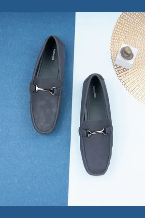 Highlander Men Navy Blue PU Driving Shoes