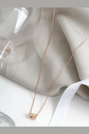 Joker & Witch Rose Gold-Plated & White Stone-Studded Pendant With Chain