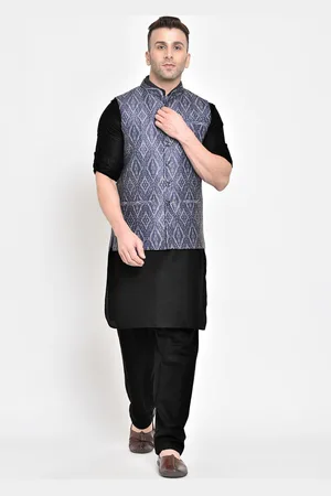 Hangup Men Black Regular Pure Cotton Kurta with Pyjamas