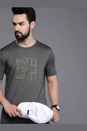 Louis Philippe Men Grey Typography Printed Slim Fit T-shirt