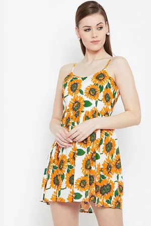 Berrylush Yellow Floral Mini Dress