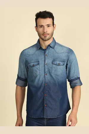 High Star Men Blue Slim Fit Casual Shirt