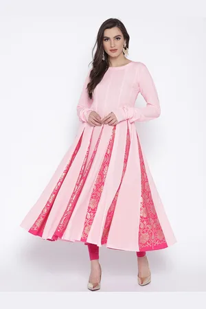 Ahalyaa Women Pink Printed Anarkali Kurta