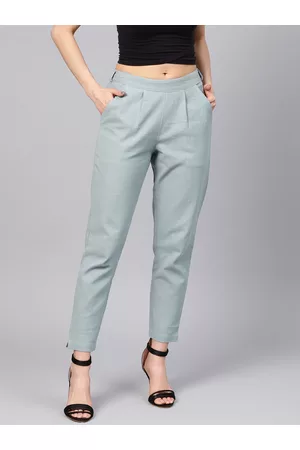 Jaipur Women Grey Regular Fit Solid Trousers
