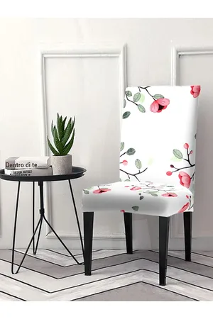 Cortina Set Of 4 White Printed Removable Chair Slip Covers