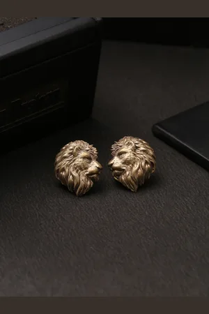COSA NOSTRAA Men Antique Gold-Toned Leo Collar Tips Accessory Gift Set