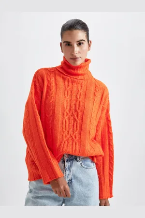 DeFacto Women Orange Cable Knit Pullover