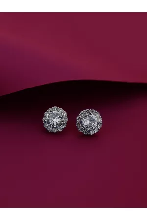 Carlton London Women Silver-Toned Circular Studs Earrings
