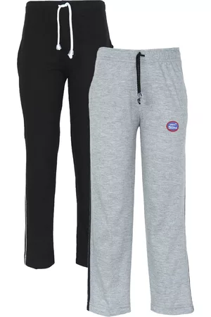 VIMAL JONNEY Kids Black & Grey Pack of 2 Solid Cotton Track Pants