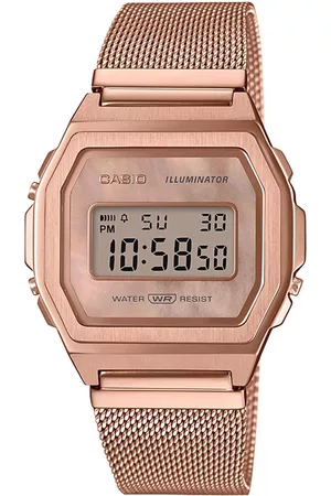Casio Vintage A1000MPG-9EF Rose Gold Digital Dial Rose Gold Stainless Steel Mesh Band D196