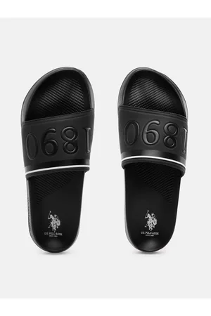 Mens black ralph lauren sliders hot sale