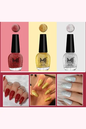 MI FASHION Set Of 3 Ultra Glass High Shine Glitter Long Stay Nail Polish - 15ml Each