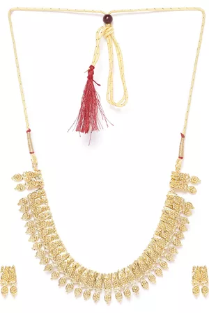 Zaveri Pearls Gold-Plated Textured Jewellery Set