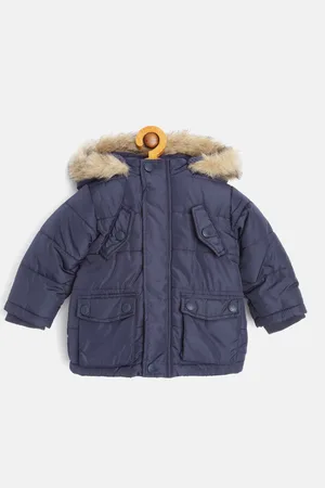 Mothercare Boys Navy Blue Solid Hooded Parka Jacket