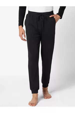 Pantaloons Men Loungewear - Men Black Solid Cotton Lounge Pants