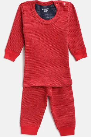 BodyCare Boys Red Self-Design Anti-Bacterial Thermal Set