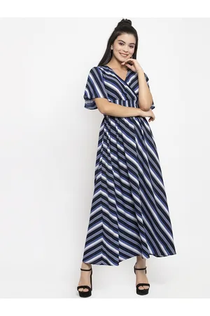 Blue & Yellow Printed Maxi Dress