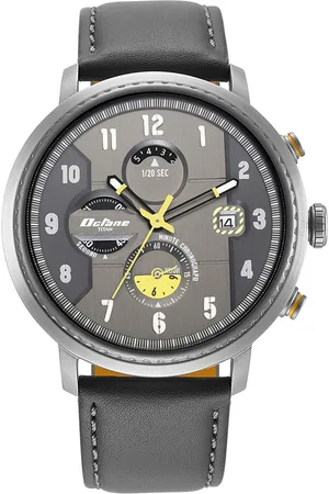 Titan Men Black Dial & Grey Leather Straps Analogue Watch