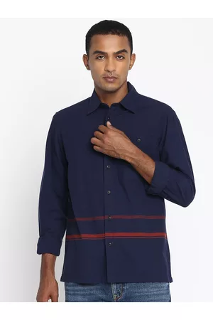 Lee Men Blue Classic Horizontal Striped Casual Shirt
