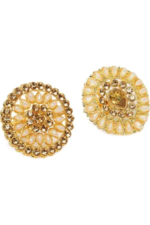 Kord Store Set of 2 Gold Plated Studded Adjustable Finger Rings