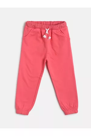 MINI KLUB Infant Girls Coral Solid Pure Cotton Joggers