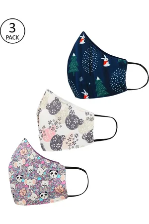 Tossido Kids Pack Of 3 Digitally Printed 3-Ply 100% Pure Cotton Cloth Masks