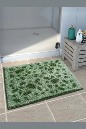 Athom Trendz Green Printed Anti-Skid Bath Rug