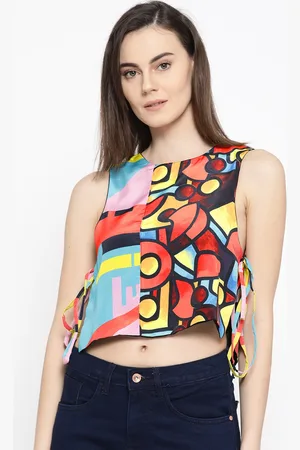 Erotissch Women Multicoloured Printed Crop A-Line Top