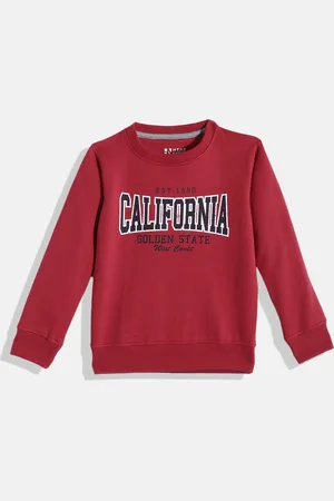 HERE&NOW Boys Red & Navy Blue Typography Print Sweatshirt