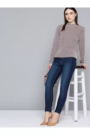 Chemistry Women Lavender Solid Textured Knitted Pullover