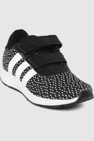 adidas Boys Black & White YKING 1.0 Woven Design Running Shoes