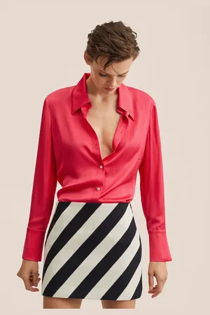 MANGO Women Fuchsia Solid Casual Shirt