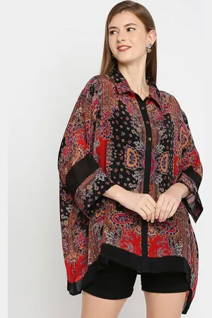 Cloth Haus India Women Red & Black Floral Printed Flared Sleeves Kurta