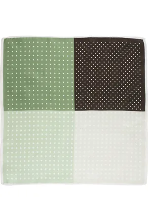 The Tie Hub Men Green & White Printed Silk Pocket Square