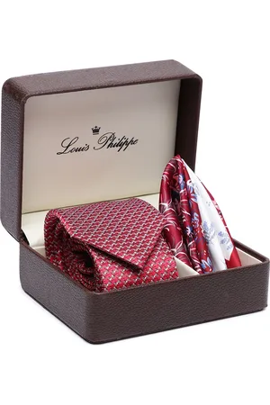 Louis Philippe Men Red Woven Design Accessory Gift Set