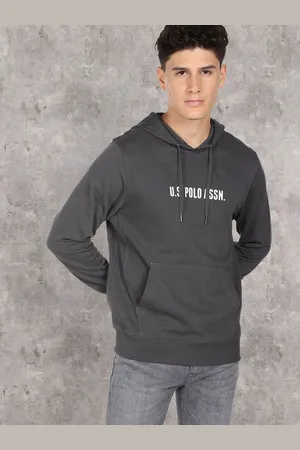 Ralph Lauren Men Black Printed Hooded Pure Cotton Sweatshirt