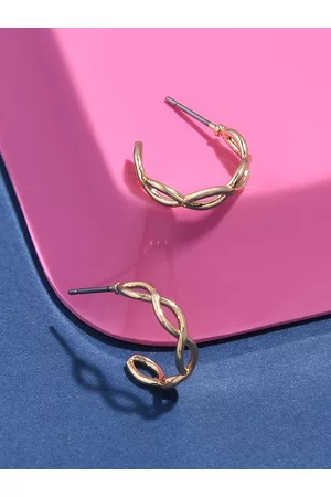 Accessorize Women Gold Crossover Hoop Earrings